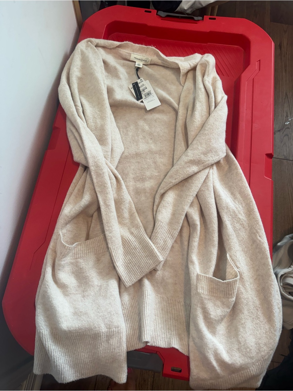 Treasure & Bond Cream Open-Front Women's Cardigan Sweater